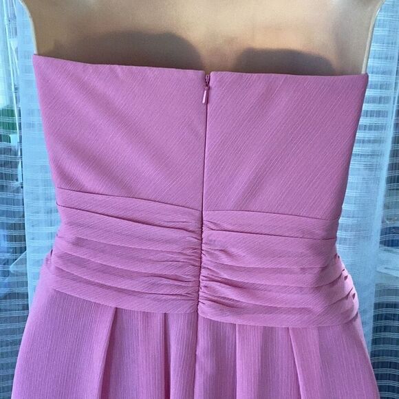 David’s Bridal Crinkled Chiffon Short Dress Pink Women’s 6 Bridesmaid Party - Picture 7 of 8